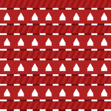 Noel Ağacı ve Çizgi Vektör Deseni. Kırmızı ve Beyaz Renk. Kusursuz. Arkaplan, Hediye Paketi, Kutlama Kartı, Poster, Duvar Kağıdı.
