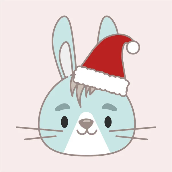 Head Rabbit New Year Hat Flat Cartoon Style Cute Carrot — Stock Vector
