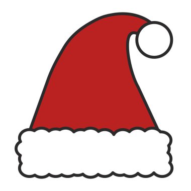 Beyaz arka planda 10 vektör kırmızı Noel Baba şapkası var. Tatil tasarımı için düzenlenebilir nesne. Mutlu yıllar, Mutlu Noeller. tebrik kartı, indirim afişi, web, yazdırma için