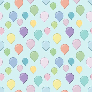 Bebek partisi için ideal renkte parti balonları olan kusursuz ilkel bir arka plan.