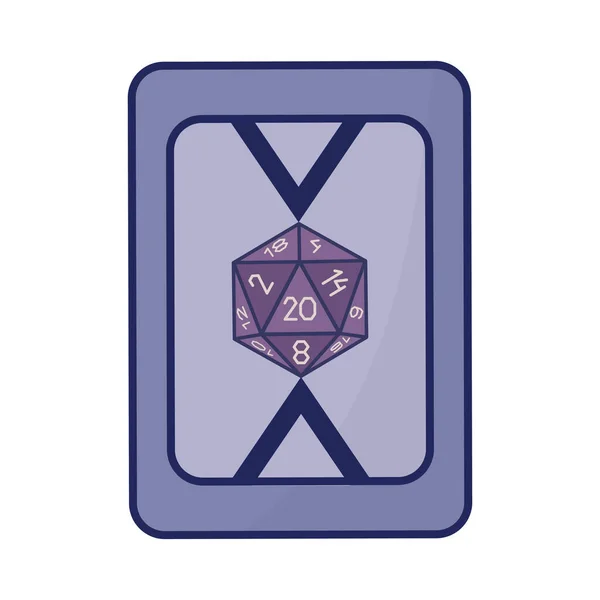 The reverse side of playing cards on a white background. Dungeon and dragon. Purple cover in a flat style. Dice D20