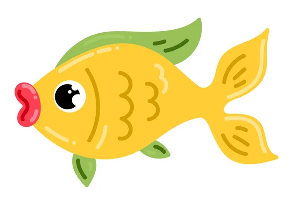 Žlutá Ryba Bílém Pozadí Design Vektorové Ilustrace Mořských Živočichů — Stockový vektor
