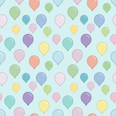 Bebek partisi için ideal renkte parti balonları olan kusursuz ilkel bir arka plan.