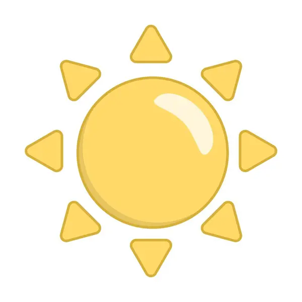 Милая Икона Солнца Мультфильм Плоский Стиль Изолированные Белом Фоне — стоковое фото