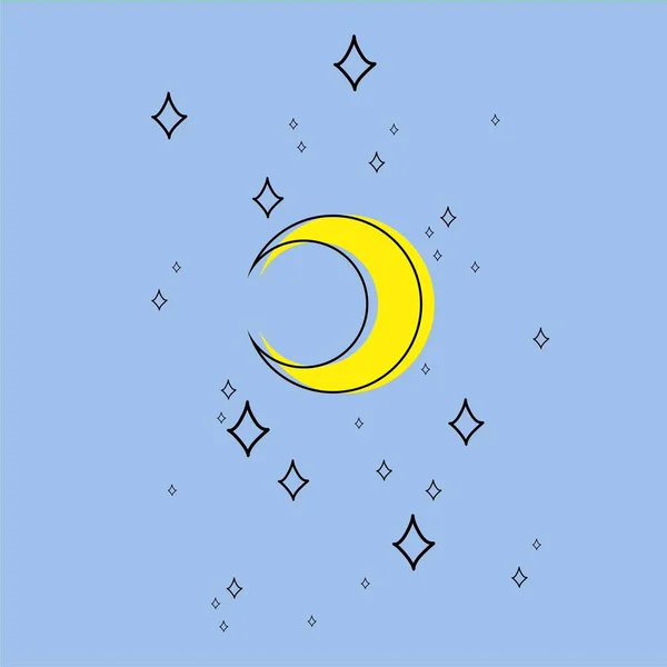 Нічне Небо Місяцем Зірками Ілюстрація — стокове фото
