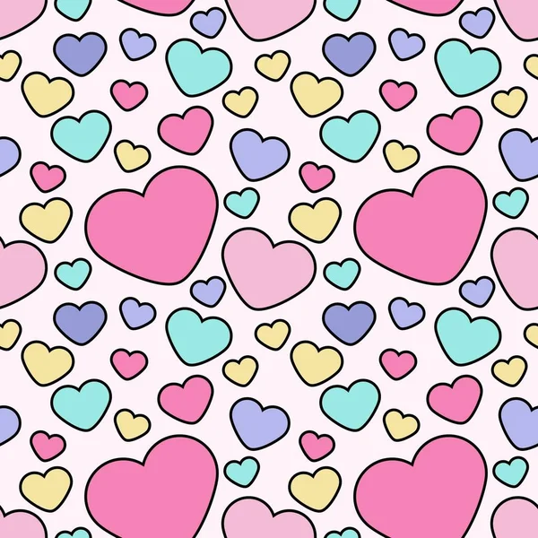 Aşk Kalp Tasarımının Kusursuz Arka Planı Pembe Arka Planda Renkli — Stok fotoğraf