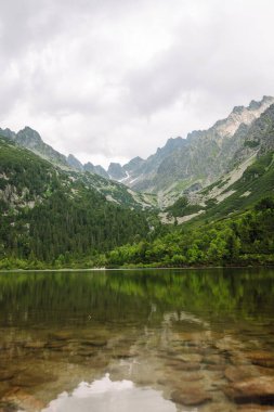 Ulusal bir parkta güzel bir dağ tatili manzarası. Yüksek Tatras Dağları 'nın yeri, Avrupa. Doğa konsepti, görüşler.