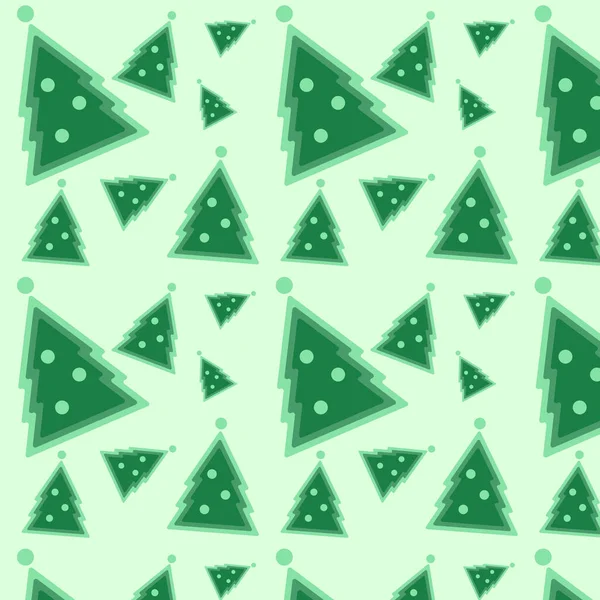 クリスマスツリーの新年の緑のシームレスなパターン ファブリック ラッピング ギフトラップ スクラップブック 包装用表面デザイン — ストックベクタ