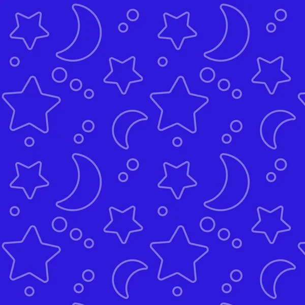 Бесшовный Рисунок Простыми Звездами Лунами Дизайн Поверхности Текстиля Ткани Обоев — стоковый вектор