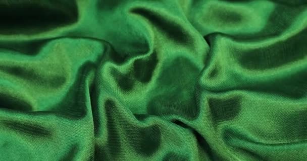 Зеленый Фон Ткани Зеленая Ткань Волны Фоновой Текстуры Ткань Зеленой — стоковое видео