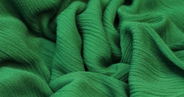 Fundo Tecido Verde Verde Pano Ondas Fundo Textura Tecido Verde — Vídeo de Stock