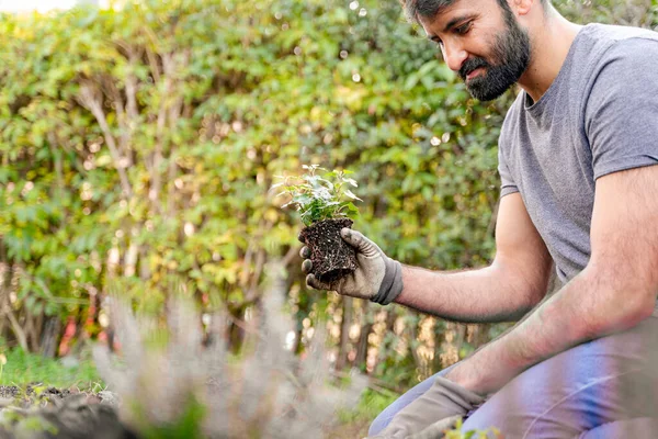 Pakistanlı ya da sakallı, kot giyen Hintli bir adam elinde saksı saksısı olan bir bahçede diz çöküyor. Etrafı çimlerle, ağaçlarla, çalılarla çevrili ve yüzünde bir gülümseme var.