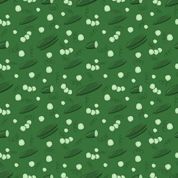 Monochrom Moderne Gurken Nahtlose Muster Auf Dem Grünen Hintergrund Vektor — Stockvektor
