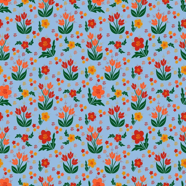Сучасний Безшовний Квітковий Візерунок Текстилю Плоскому Мінімалістичному Стилі Сучасний Дизайн — стоковий вектор