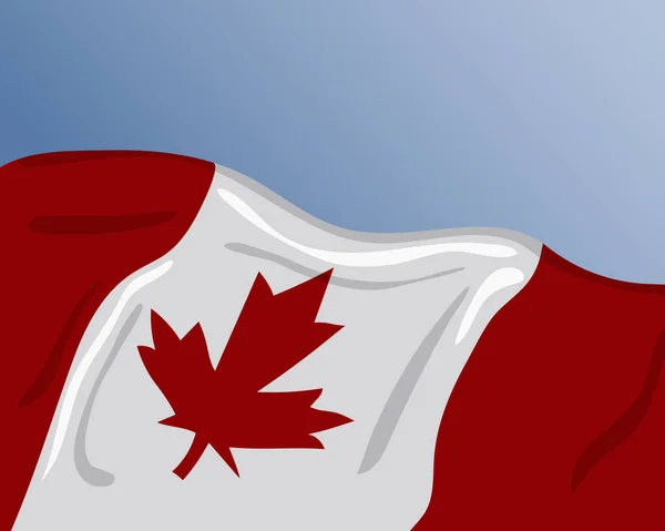 加拿大日的现代图形概念 在阳光灿烂的天空背景上悬挂加拿大国旗 向量图以平板格式显示 理想的明信片 — 图库矢量图片