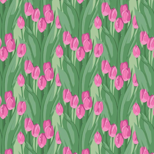 Векторний Безшовний Візерунок Купою Рожевих Тюльпанів Плоскі Квіти Повторенні Букета — стоковий вектор