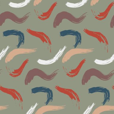 Modern soyut boya vuruşları kusursuz desen. Dünya renklerinde vektör düz minimalist desen. Moda renk tasarımı. Ev dekorasyonu, tekstil, ambalaj kağıdı, hatıra defteri, arkaplan için ideal