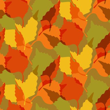 Karanlık dünyanın arka planında şeffaf huş ağacı ve kavak ağacı yaprakları. El yapımı siluet parlak sonbahar yaprakları. Dekorasyon, tekstil, ambalaj kağıdı ve grafik tasarımı için düz minimalist tasarım