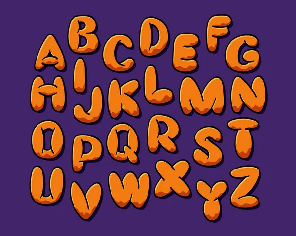 Bubble Retro Jaren Stijl Typeset Hoofdletters Halloween Gekleurde Graffiti Letters — Stockvector