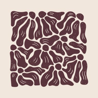 Soyut retro grunge çiçek kare çizimi. Düz vektör duoton kompozisyonu. Güllük gülistanlık deseni ve çizikleri var. Dekorasyon, posterler, tişört baskısı ve sosyal medya için mükemmel.