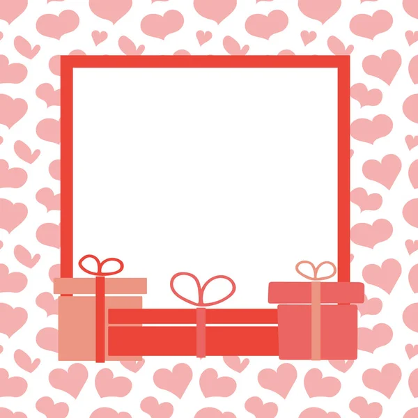 Векторный Шаблон Рамки Подарками День Святого Валентина Светлая Розовая Рука — стоковый вектор