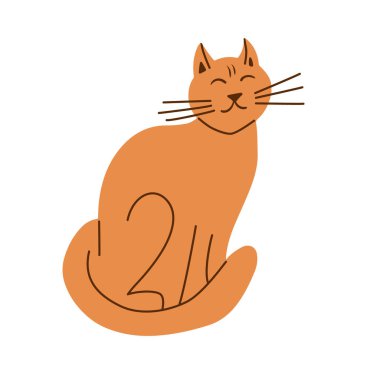 Beyaz arka planda, düz elle çizilmiş şirin bir yerli araba. Etiket ve dekorasyon için çocukça bir illüstrasyon. Çocuklar için ideal tekstil, dekorasyon, poster