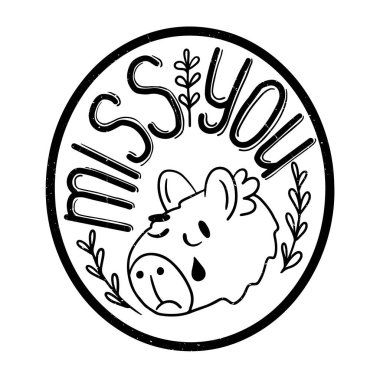 Komik, üzgün, grunge capybara etiketi çizilmiş. Sevgililer Günü konsepti. Çiçeksel elementleri ve harfleri olan sevimli düz bir hayvan karakteri. Beyaz arkaplanda izole edilmiş etiket