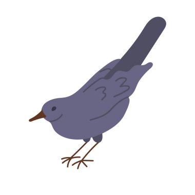 Düz elle çizilmiş sığırcık beyaz arka planda izole edilmiş. Bahar konsepti Dekorasyon, çıkartma, selamlama, pankart ve arkaplan için ideal