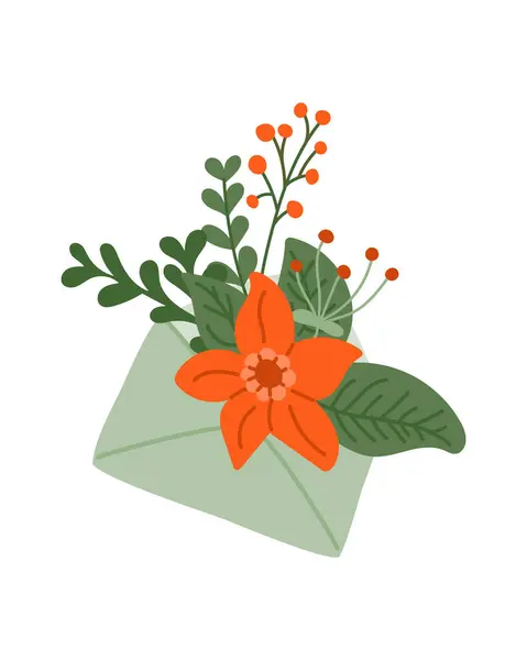 Стилізований Квітковий Букет Конвертній Ілюстрації Весна Сучасна Концепція Плоска Рука — стоковий вектор
