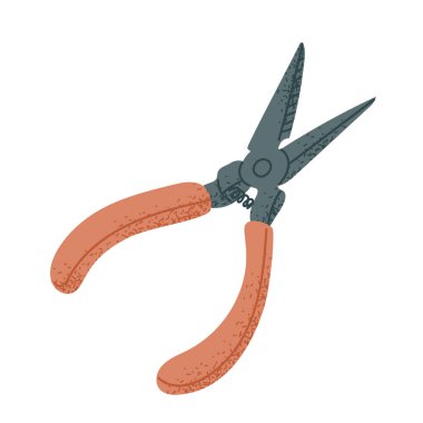 Hand drawn pliers in flat style. Repairing, prolongation of lifetime concept. Vector colored tool for maintain of home isolated on white background clipart