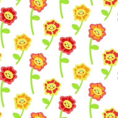 2000 'lerden kalma yumuşak çiçekleri olan klasik dikişsiz desenler. Beyaz arkaplanda izole edilmiş neon renkli yapay çiçeklerin vektör düz çizimi. Sarma, duvar kağıdı ve tekstil için mükemmel.