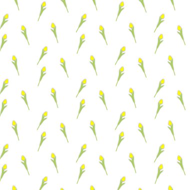 Flowers and leaves yellow-pattern seamless