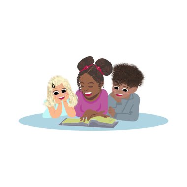 Çocuklar kitap okuyor.