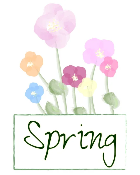 Postkarte Mit Bunten Aquarellen Frühlingsstimmung Vektorbild — Stockvektor