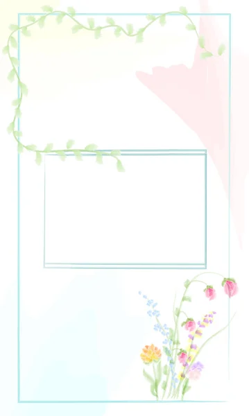 Hintergrund Mit Platz Für Text Mit Aquarell Mehrfarbige Blumen Vektorbild — Stockvektor