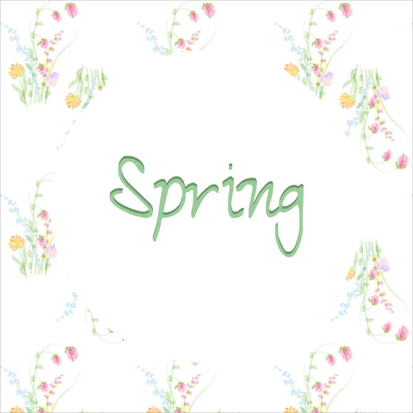 Postcard Watercolor Colors Spring Mood Vector Image — Stock Vector