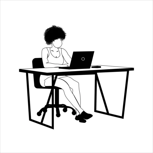 Κορίτσι Υπολογιστή Μαθαίνει Εργάζεται Απευθείας Σύνδεση Κάρτα Εικόνα Αποστάσεως Μάθηση — Διανυσματικό Αρχείο