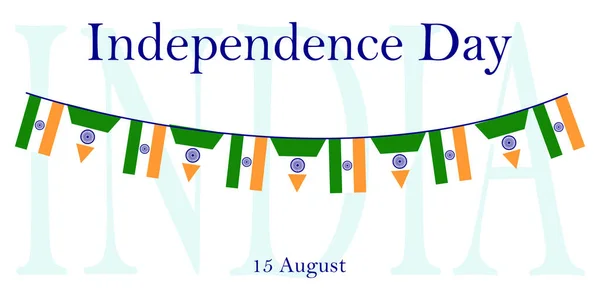 インド独立記念日インド国旗トリコロール8月15日お祝いベクトルイラスト — ストックベクタ