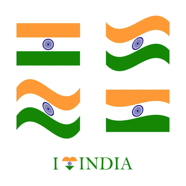 Bandeira Nacional Índia Bandeira Nacional Índia Tricolor Agosto Celebration Vector —  Vetores de Stock