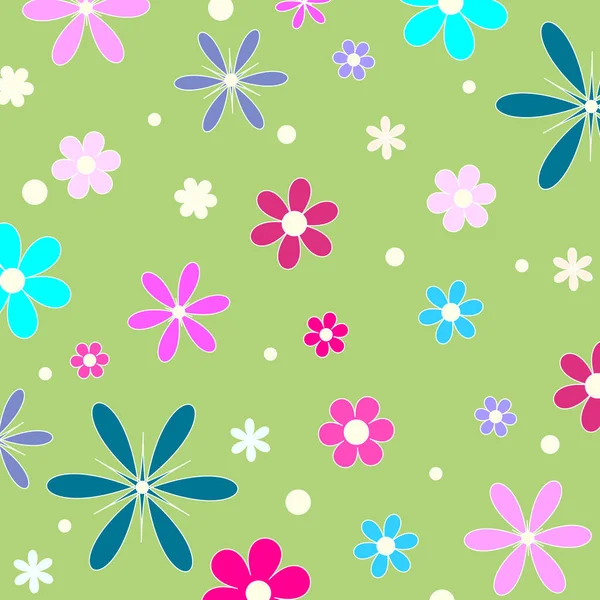 Vector Hand Drawn Groovy Floral Pattern — Stock Vector