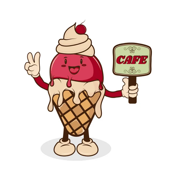아이스크림이요 아이스크림을 녹이고 스타일의 캐릭터 배경에 유황이 뿔이요 디자인 인쇄를 — 스톡 벡터