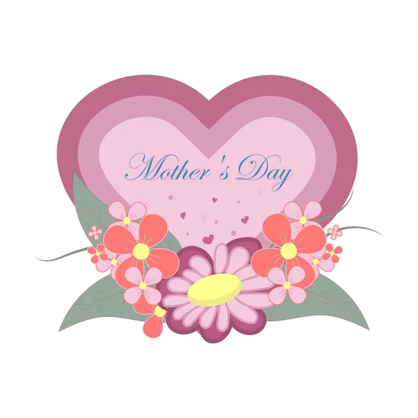 Mother Day Banner Festive Background Big Heart Hearts Poster Design — Stock Vector