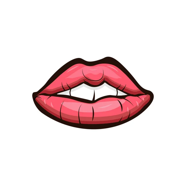 환각제같은 입술은 분리되어 곱슬곱슬 역법으로 이빨을 귀여운 일러스트 — 스톡 벡터
