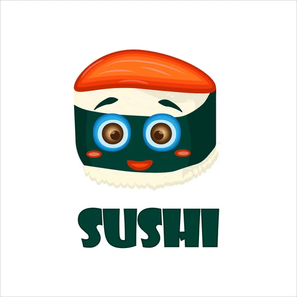 Legrační Sashimi Vektorová Kreslená Postava Roztomilé Sashimi Tváře Japonské Jídlo — Stockový vektor