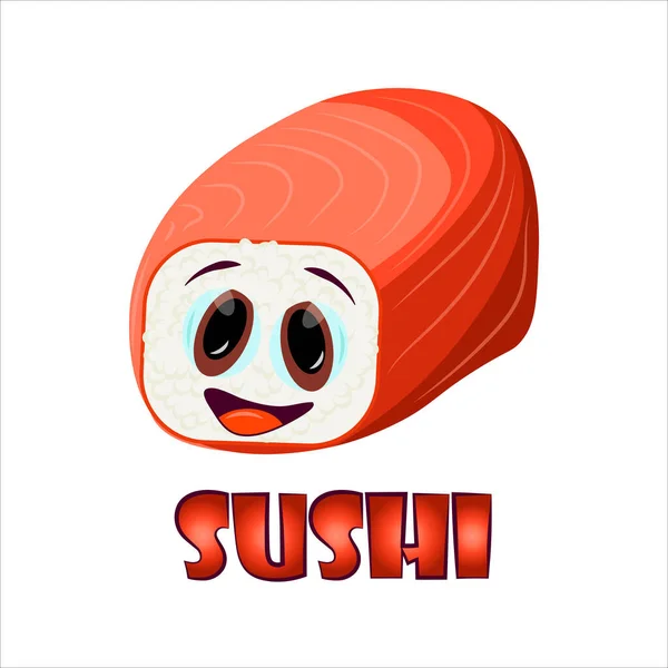 Lustige Sashimi Vektorzeichentrickfigur Niedliche Sashimi Gesichter Japanisches Essen Verschiedene Sushi — Stockvektor