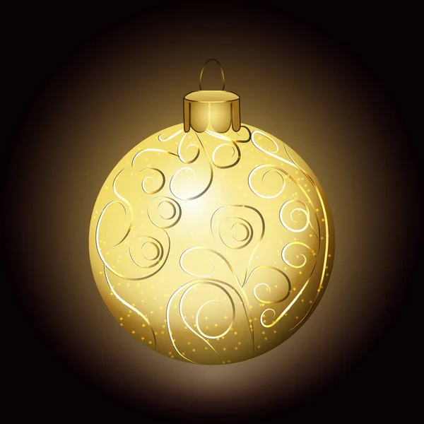 Nieuwjaar Gouden Bal Een Donkere Achtergrond Vector Afbeelding — Stockvector