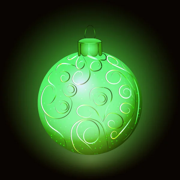 Bola Verde Año Nuevo Imagen Vectorial Fondo Oscuro — Archivo Imágenes Vectoriales