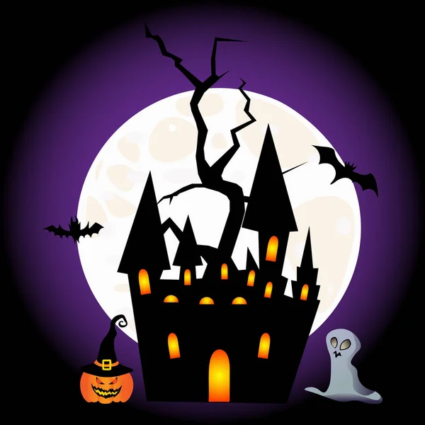Halloween Spooky Night Scene Vector Image — Stock Vector