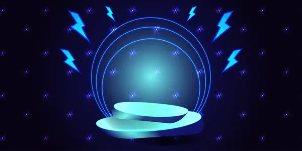 キャットウォークサイバースターイベントショーステージゲームポディウムライトネオン照明ポディウムセール — ストックベクタ