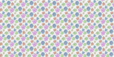 Trendy floral seamless pattern illustration. Vintage 70s style hippie flower background design. Colorful pastel color groovy artwork, y2k nature backdrop with daisy flowers.